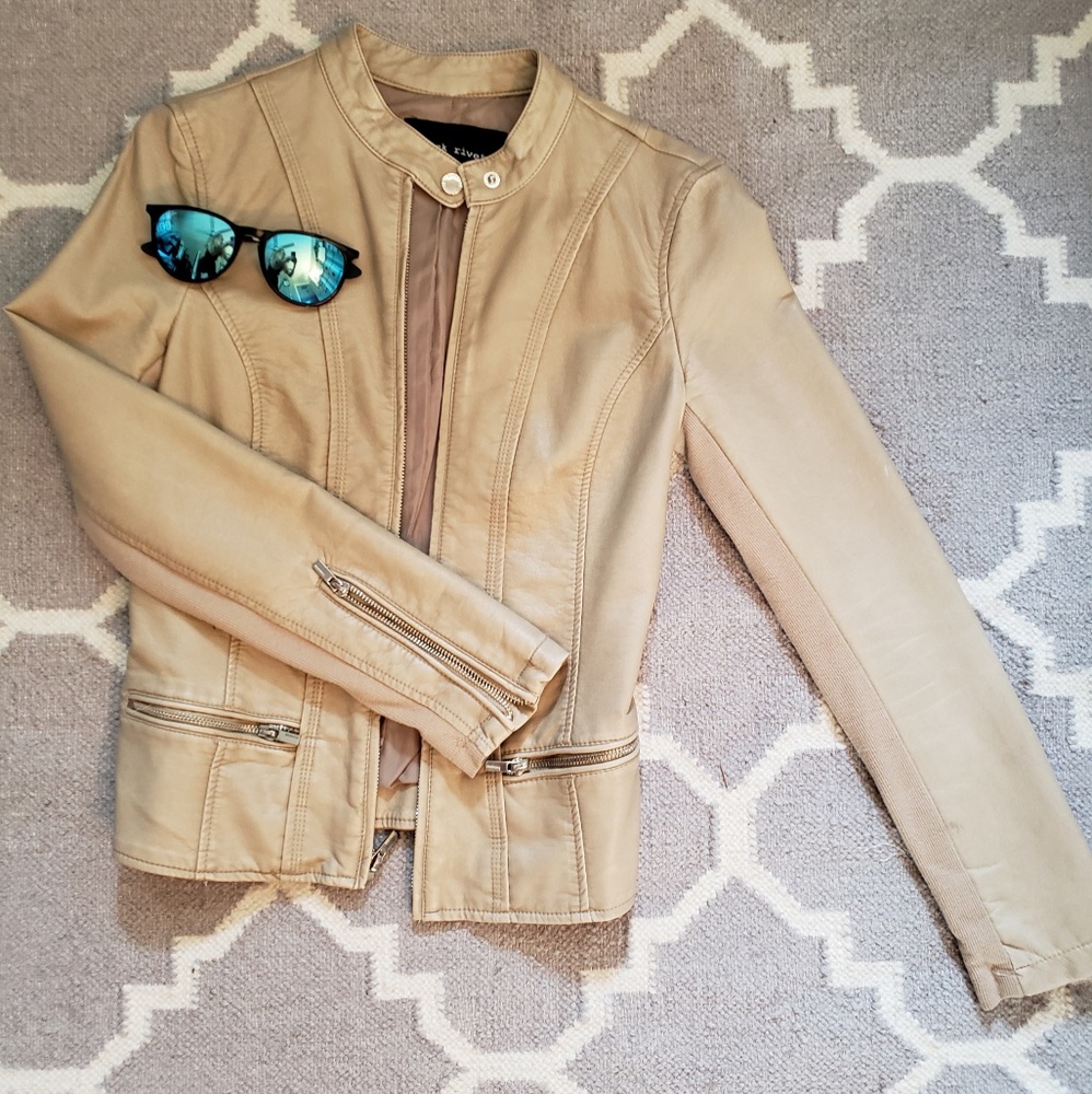 Express Tan Leather Moto Jacket